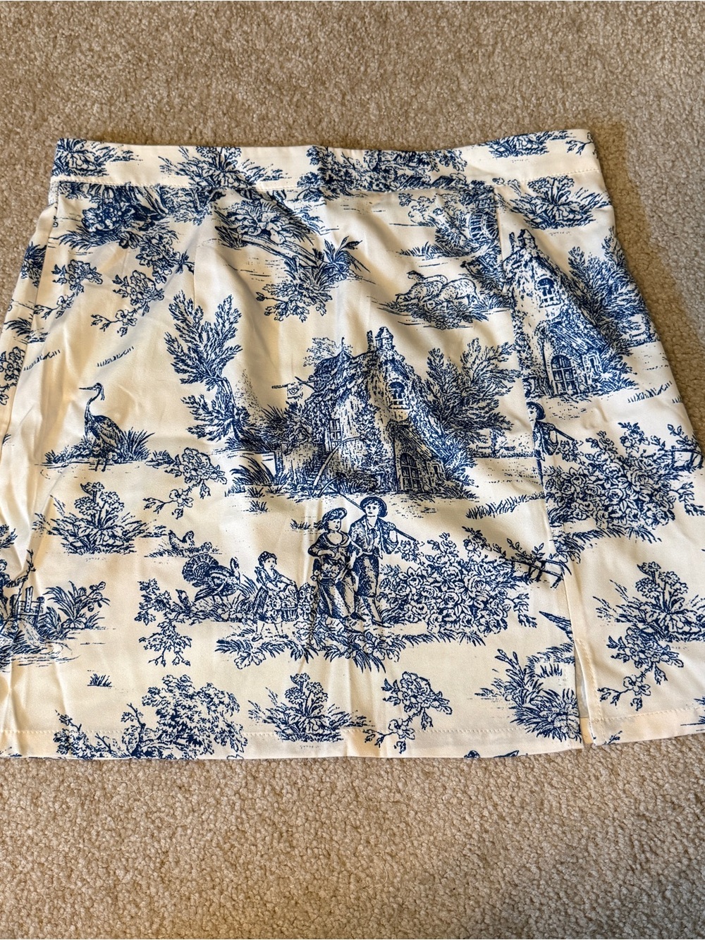 Cider Blue and Cream Toile Mini Skirt